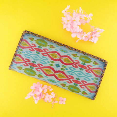 BW-IK033: Mlavi Ikat print large flat vegan wallet for online shopping
