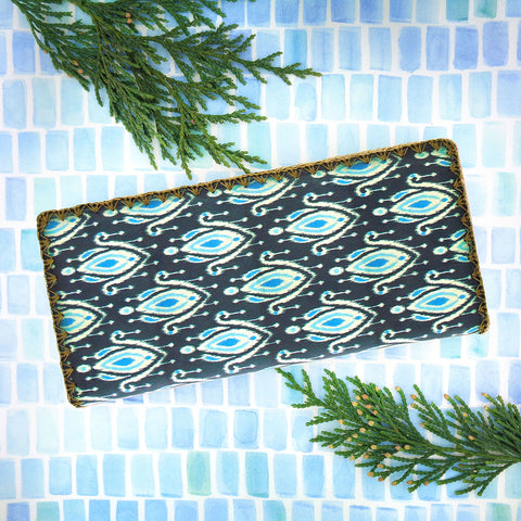 BW-IK039: Mlavi Ikat print large flat vegan wallet for online shopping