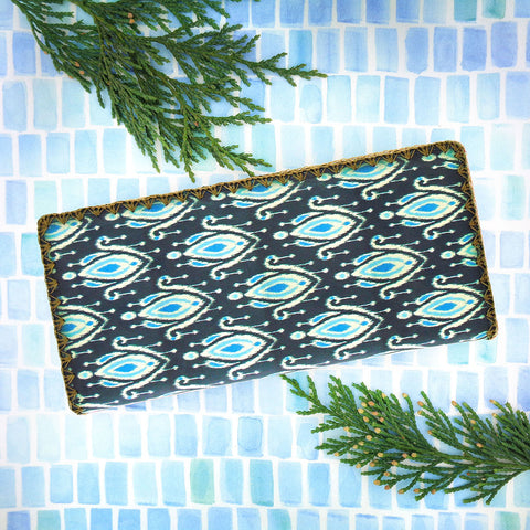 BW-IK039: Mlavi Ikat print large flat vegan wallet for online shopping