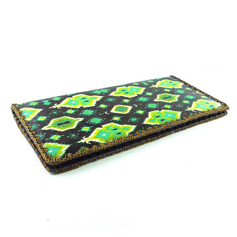 BW-IK040: Mlavi Ikat print large flat vegan wallet for online shopping