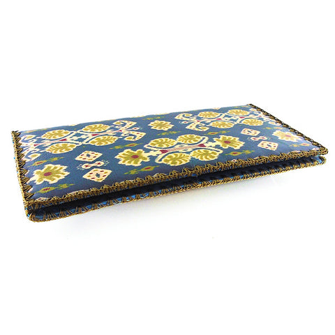 BW-IK041: Mlavi boho chic style Ikat pattern print large flat vegan wallet