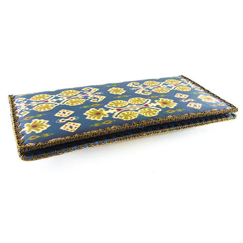 BW-IK041: Mlavi boho chic style Ikat pattern print large flat vegan wallet