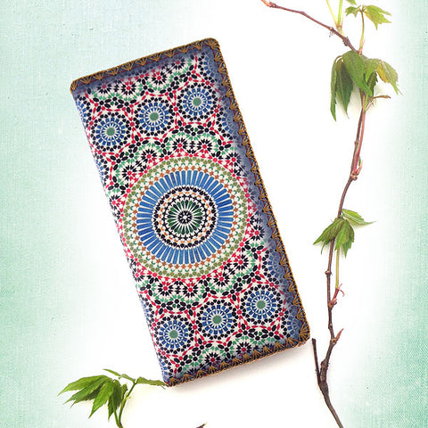 BW-MR015: Moroccan pattern print large flat wallet