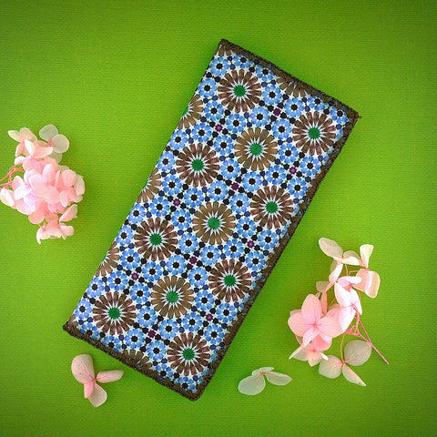 BW-MR017: Mlavi Studio Moroccan tile pattern print large vegan flat wallet