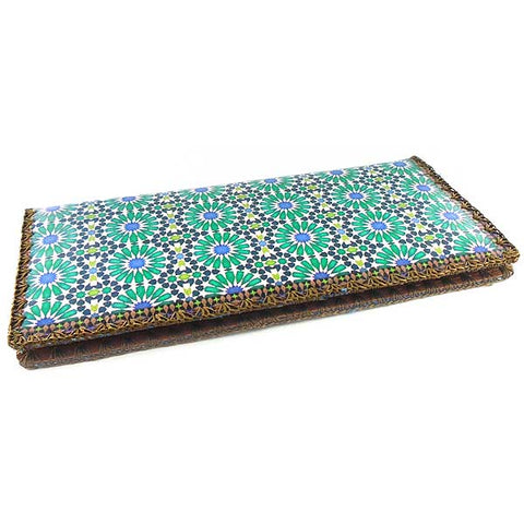 BW-MR021: Mlavi Moroccan tile pattern print large flat vegan wallet