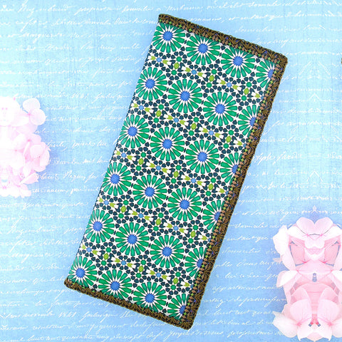 BW-MR021: Mlavi Moroccan tile pattern print large flat vegan wallet