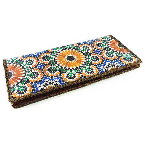 BW-MR023: Mlavi Moroccan tile pattern print large flat vegan wallet