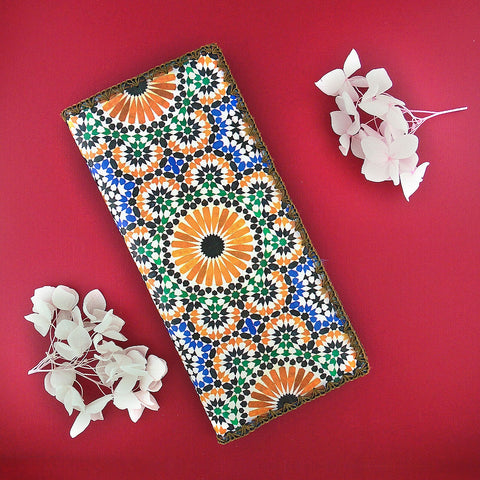 BW-MR023: Mlavi Moroccan tile pattern print large flat vegan wallet