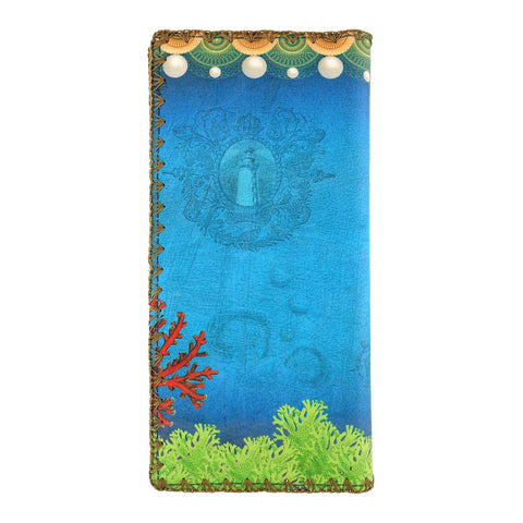  Mlavi Eco-friendly, cruelty-free vintage style seahorse lovers print vegan large flat wallet for women. 