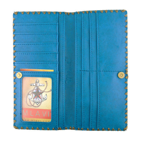 BW-IK038: Mlavi Ikat print large flat vegan wallet for online shopping