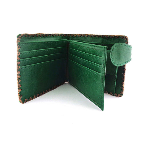 Green LAVISHY mexican style flora pattern  medium embroidery bifold wallet for women. Great for everyday use or gift for family & friend. Wholesale at www.lavishy.com