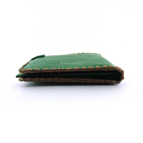 Green LAVISHY mexican style flora pattern  medium embroidery bifold wallet for women. Great for everyday use or gift for family & friend. Wholesale at www.lavishy.com