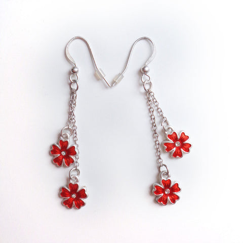 LAVISHY handmade flowers drop earrings with rhinestone accent for everyday wear, gifts for family & friends. Wholesale at www.lavishy.com