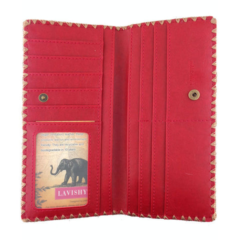 LAVISHY Indian paisley embroidered large vegan flat wallet for women