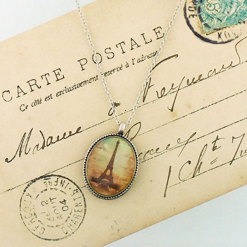 ON001: Paris Eiffel Tower & chandelier reversible necklace