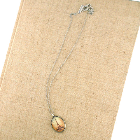 ON001: Paris Eiffel Tower & chandelier reversible necklace