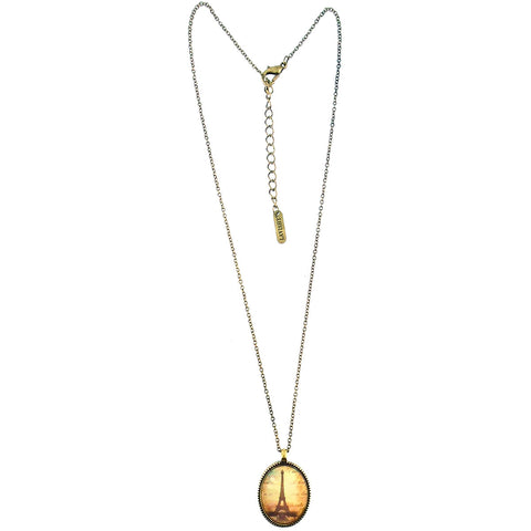 ON001: Paris Eiffel Tower & chandelier reversible necklace