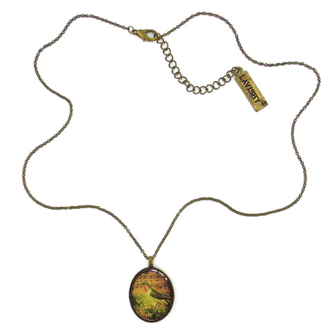 LAVISHY vintage style handmade reversible pendant necklace with red rose & hummingbird print. Great gift for friends & family. Wholesale at www.lavishy.com