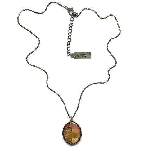 LAVISHY vintage style handmade reversible pendant necklace with bird & butterfly print. Great gift for friends & family. Wholesale at www.lavishy.com