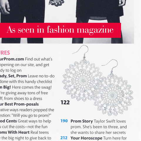 LAVISHY original, beautiful & affordable lacy filigree earrings have been featured by major fashion magazines in USA.