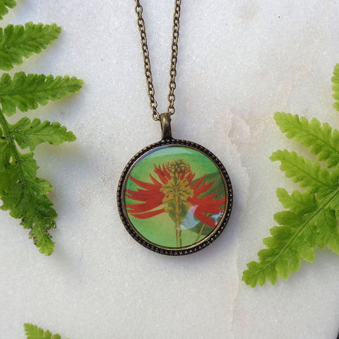 LAVISHY vintage style handmade reversible pendant necklace with lovebirds & flower print. Great gift for friends & family. Wholesale at www.lavishy.com