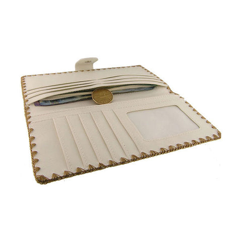 LAVISHY Eco-friendly, ethically made, cruelty free embroidered large flat wallet for women features Mexican flower motif. Wholesale at www.lavishy.com for retailers like gift shop, clothing & fashion accessories boutique & book store worldwide since 2001.