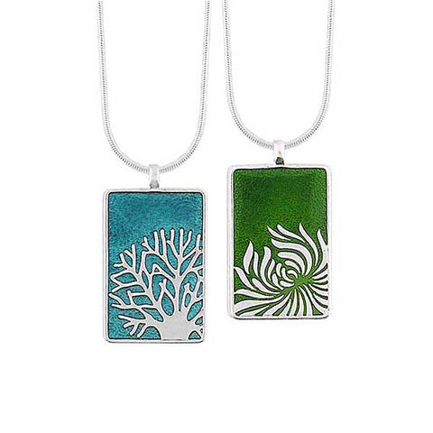 Online shopping for LAVISHY handmade silver plated reversible tree & Chrysanthemum flower enamel necklace. Great for everyday wear, as gifts for family & friends. Wholesale available at www.lavishy.com with many unique & fun fashion accessories for gift shops and boutiques in Canada, USA & worldwide.