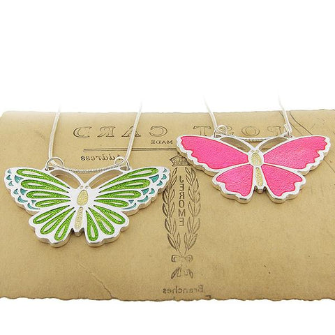 Online shopping for LAVISHY handmade silver plated reversible butterfly enamel necklace. Great for everyday wear, as gifts for family & friends. Wholesale available at www.lavishy.com with many unique & fun fashion accessories for gift shops and boutiques in Canada, USA & worldwide.