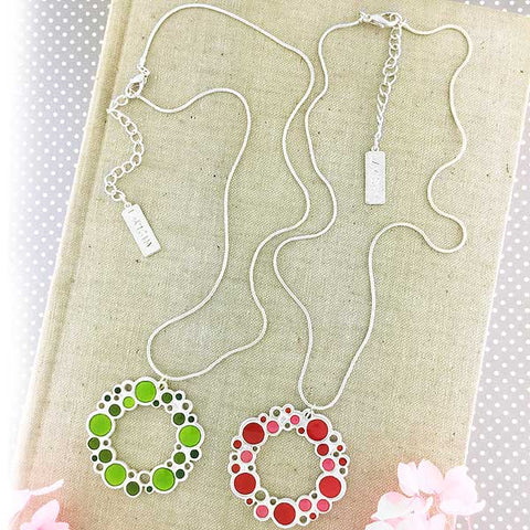 Online shopping for LAVISHY's handmade silver plated reversible pendant necklace with colorful bubble enamel pattern. Great for everyday wear & lovely gift for friends & family. Wholesale at www.lavishy.com for gift shops, clothing & fashion accessories boutiques in Canada, USA & worldwide since 2001.