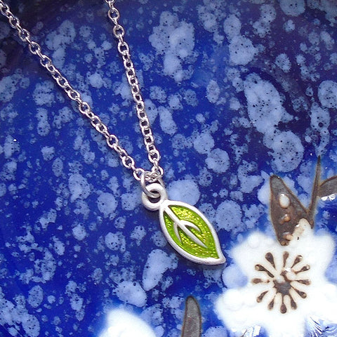 LAVISHY handmade dainty enamel leaf pendant necklace