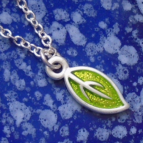 LAVISHY handmade dainty enamel leaf pendant necklace