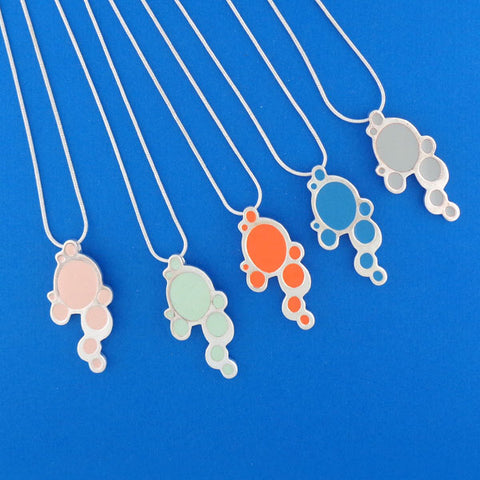 LAVISHY handmade silver plated colorful bubble enamel necklace
