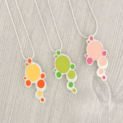 LAVISHY handmade silver plated colorful two tone enamel necklace