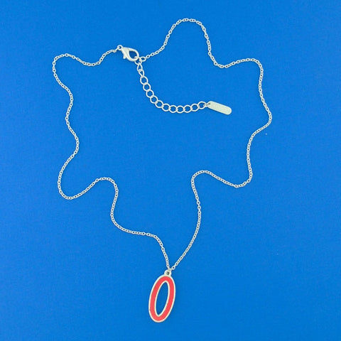 Handmade jewel tone oval circle reversible enamel pendant necklace