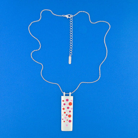 LAVISHY silver plated reversible enamel polka dot pattern necklace