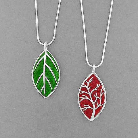 Online shopping for LAVISHY's handmade silver plated reversible pendant necklace with colorful tree & leaf enamel motifs. Great for everyday wear & lovely gift for friends & family. Wholesale at www.lavishy.com for gift shops, clothing & fashion accessories boutiques in Canada, USA & worldwide since 2001.
