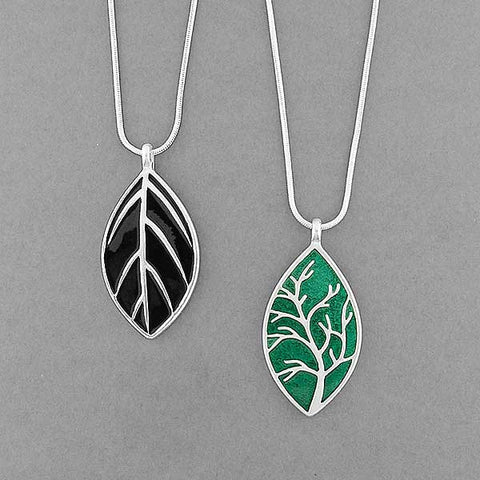 Online shopping for LAVISHY's handmade silver plated reversible pendant necklace with colorful tree & leaf enamel motifs. Great for everyday wear & lovely gift for friends & family. Wholesale at www.lavishy.com for gift shops, clothing & fashion accessories boutiques in Canada, USA & worldwide since 2001.