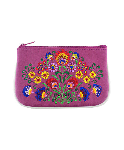 LAVISHY  Polish folk art style flower embroidered vegan small pouch/coin purse for everyday use or a gift for your family & friends. Wholesale at www.lavishy.com 