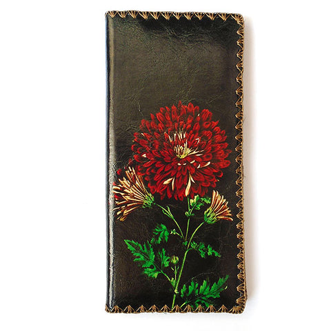 LAVISHY vintage style chrysanthemum flower print vegan wallet