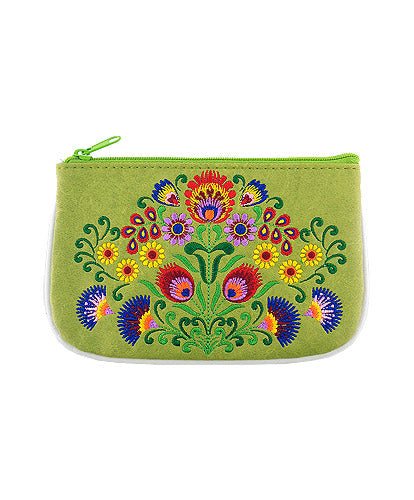 LAVISHY  Polish folk art style flower embroidered vegan small pouch/coin purse for everyday use or a gift for your family & friends. Wholesale at www.lavishy.com 