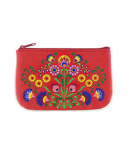 LAVISHY  Polish folk art style flower embroidered vegan small pouch/coin purse for everyday use or a gift for your family & friends. Wholesale at www.lavishy.com 