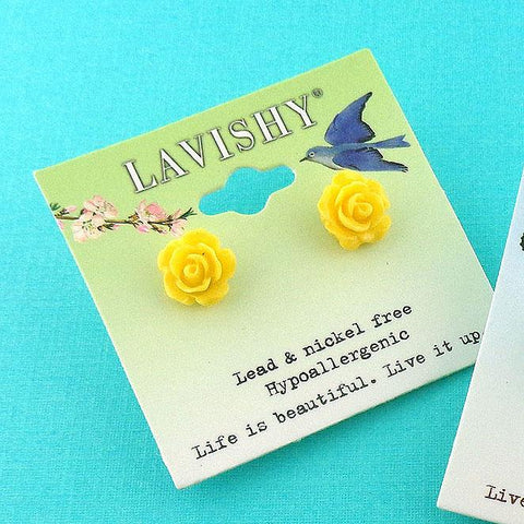 LAVISHY handmade dainty resin peony flower stud earrings