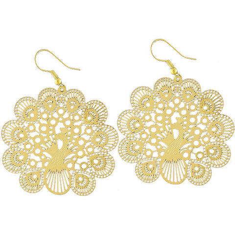 LAVISHY light weight intricate peacock filigree earrings