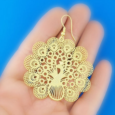 LAVISHY light weight intricate peacock filigree earrings