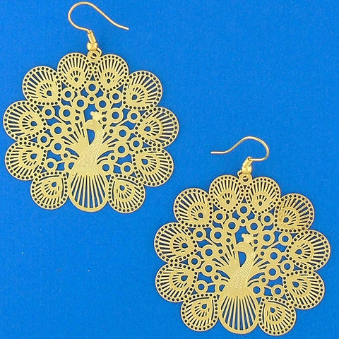 LAVISHY light weight intricate peacock filigree earrings