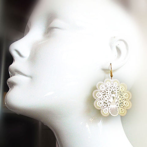 LAVISHY light weight intricate peacock filigree earrings