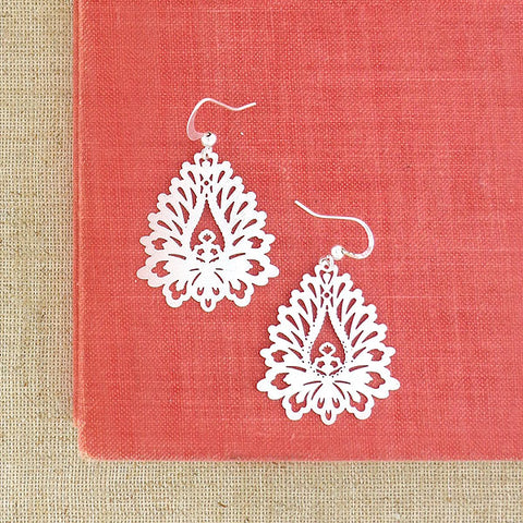 LAVISHY light weight intricate Indian lotus flower filigree earrings