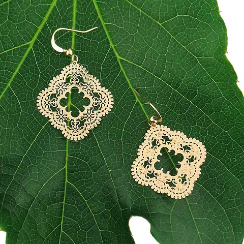 LAVISHY light weight intricate lacy filigree earrings