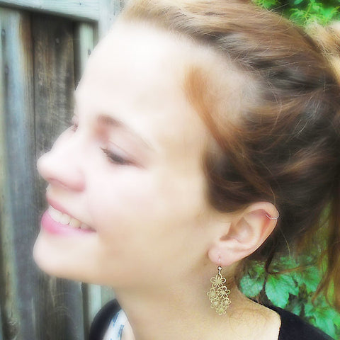LAVISHY light weight intricate lacy filigree earrings