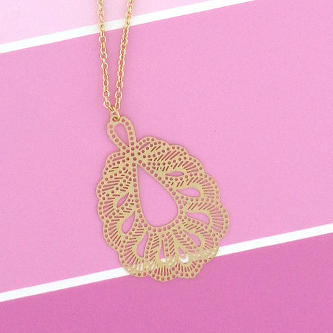 Online shopping for LAVISHY unique, beautiful & affordable light weight intricate filigree pendant necklace. Great for everyday wear, or as gift for family & friends. Wholesale at www.lavishy.com for gift shop, clothing & fashion accessories boutique, book store since 2001.